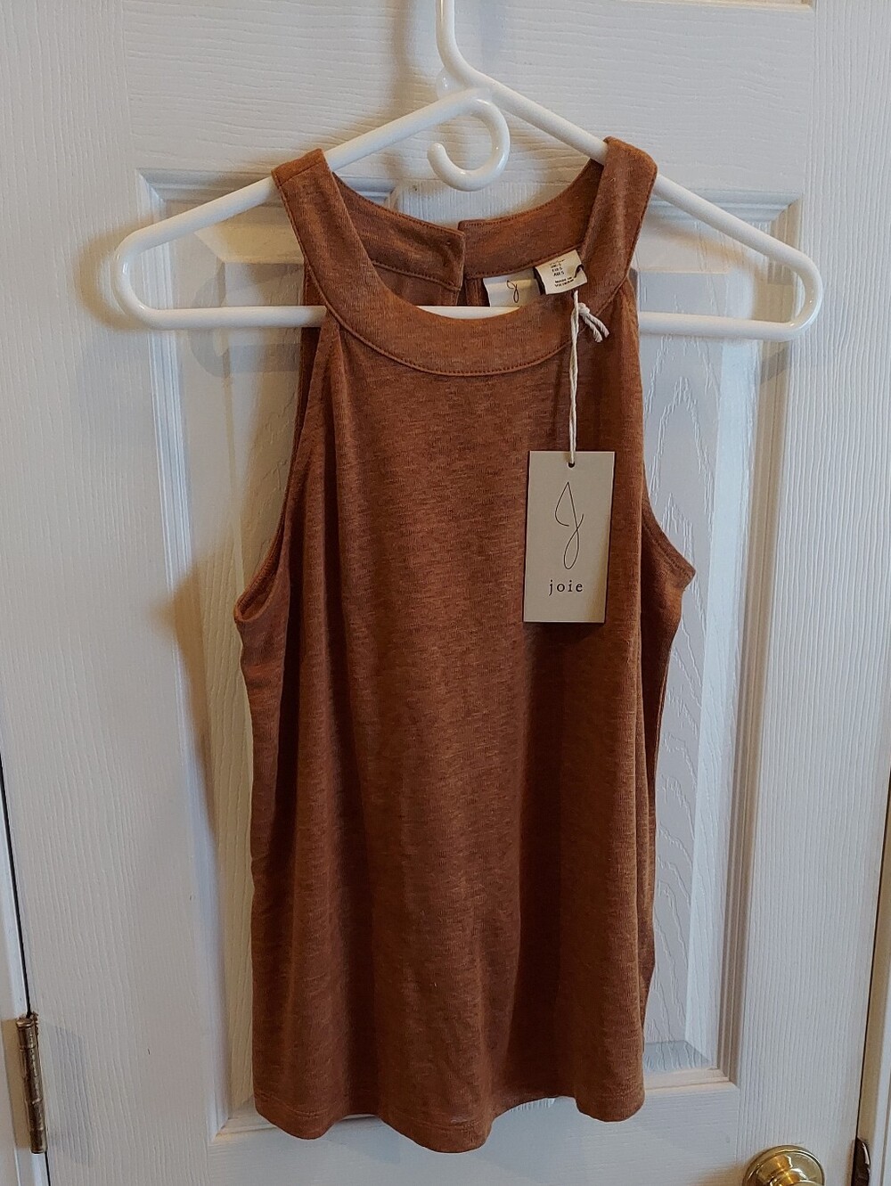 Joie Sleeveless Tank Style Flowing Blouse Caramel Brown 100% Linen SM BNWT